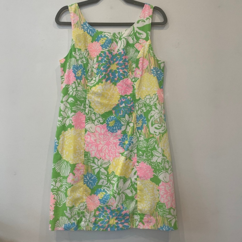 Lilly Pulitzer Cathy Shift Dress Hibiscus Stroll Multicolored Flowers Size 6 EUC